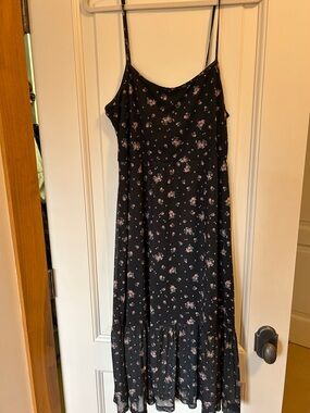 Ultra Flirt Black Maxi Dress with Pink Floral Print